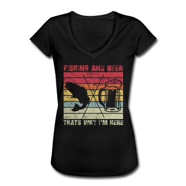 Angeln T-Shirt - Retro Angler Geschenk - Angeln und Bier für Fische