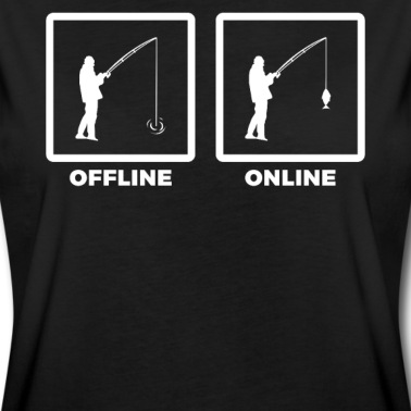 Angeln T-Shirt - Online/ Offline Fischen Angeln Rute Wortwitz