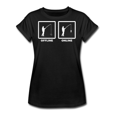 Angeln T-Shirt - Online/ Offline Fischen Angeln Rute Wortwitz