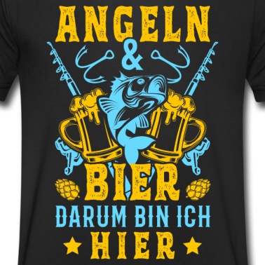 Angeln T-Shirt - Angeln Geschenk Bier Spruch Angler Fischen T-Shirt