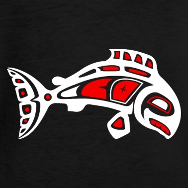 Angeln T-Shirt - Haida-Lachs symbol Tribal Tattoo-Geschenkidee
