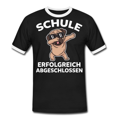 Abschlussfeier T-Shirt - Hund Mops Schule Schulabschluss Abschlussfeier