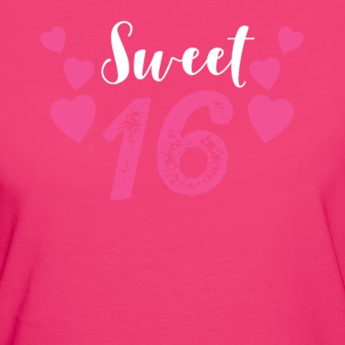 Abschlussfeier T-Shirt - Süße sechzehn rosa Herzen