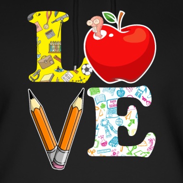 Grundschule Hoodie - Teacher Love Bleistift und Apfel lustiger Spruch