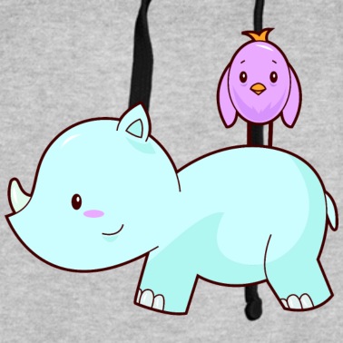 Grundschule Hoodie - Nashorn Vogel Freunde Kinder Motiv