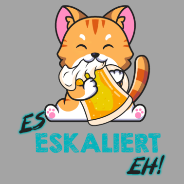 Motiv Es eskaliert eh! Katze mit Bierkrug Party T-Shirt