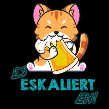 Motiv Es eskaliert eh! Katze mit Bierkrug Party T-Shirt