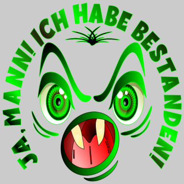 Motiv LUSTIGES GRÜNES MONSTER ABSCHLUSS BESTANDEN EXAMEN