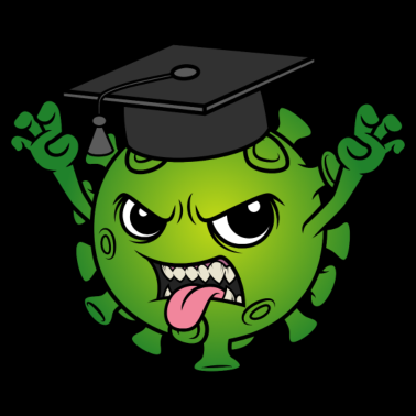 Motiv Abschluss Maskottchen Corona Virus Doktorhut Motto