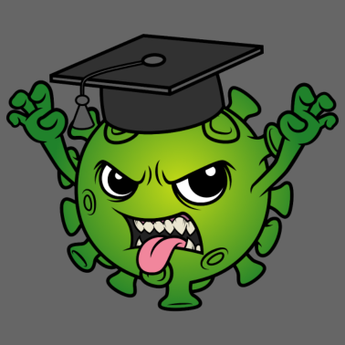 Motiv Abschluss Maskottchen Corona Virus Doktorhut Motto