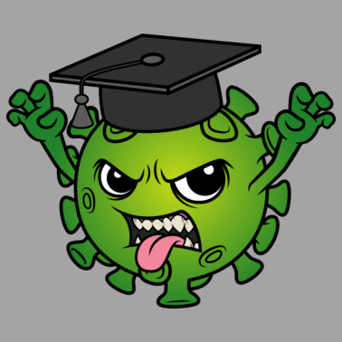 Motiv Abschluss Maskottchen Corona Virus Doktorhut Motto