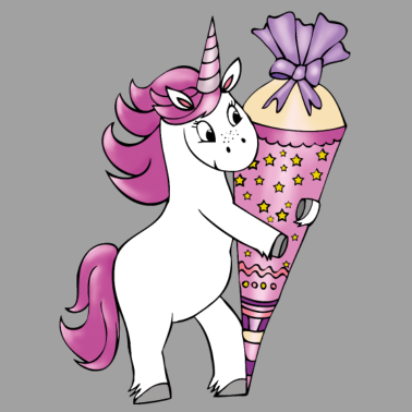 Motiv Einhorn mit Zuckertüte Einschulung Schulanfang