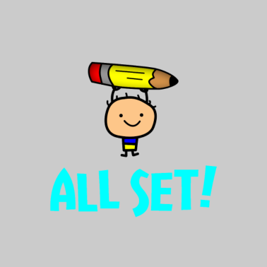 Motiv Schulkind Bleistift Schulanfang Comic Alles bereit
