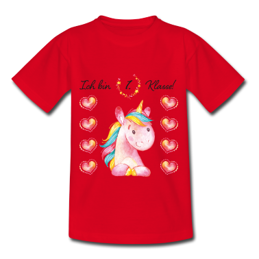 Einschulung T-Shirt - Schulanfang Einhorn Unicorn 1.Klasse Mädchen