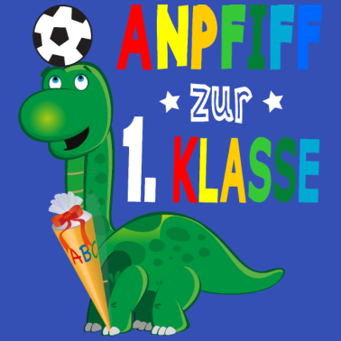 Motiv Anpfiff zur 1. Klasse Dino mit Fussball