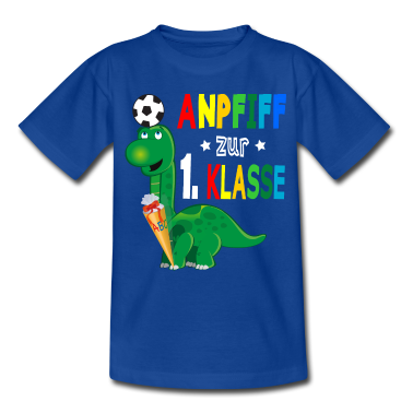 Einschulung T-Shirt - Anpfiff zur 1. Klasse Dino mit Fussball
