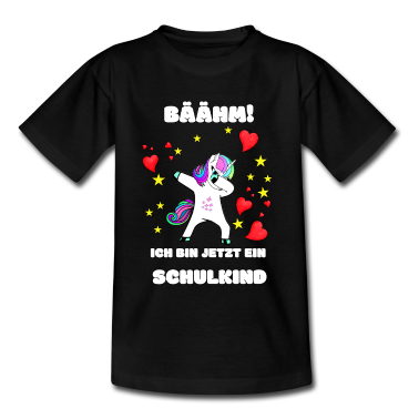 Einschulung T-Shirt - Kinder Bäähm! Ich bin jetzt ein Schulkind Einhorn