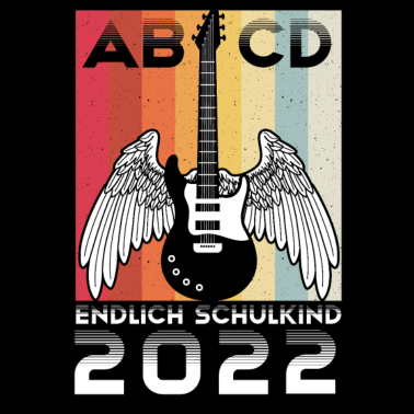 Motiv Endlich Schulkind 2022 ABCD Schulanfang Gitarre Ei