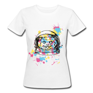 Einschulung T-Shirt - Katze Weltraum Bunt Kinder Astronaut Weltall