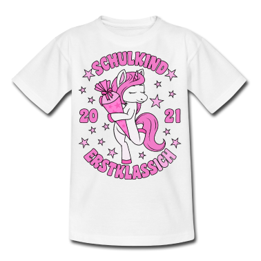 Einschulung T-Shirt - Schulkind 2021 Erstklassich Einhorn Einschulung