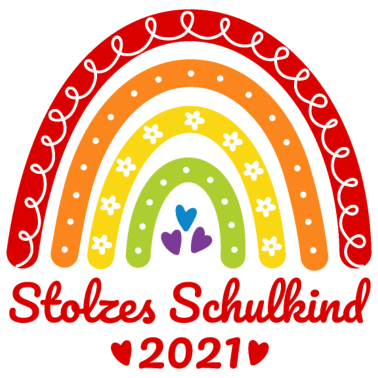 Motiv Stolzes Schulkind 2021 Boho Regenbogen Einschulung