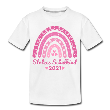 Einschulung T-Shirt - Stolzes Schulkind 2021 Boho Regenbogen Einschulung
