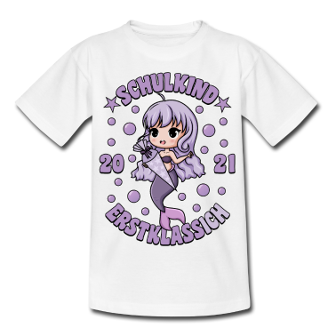Einschulung T-Shirt - Schulkind 2021 Erstklassich Meerjungfrau