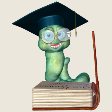 Motiv Bücherwurm Schulabschluss