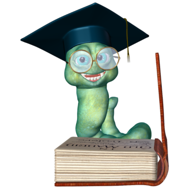 Motiv Bücherwurm Schulabschluss