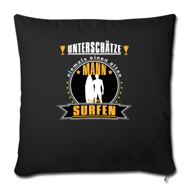 Geschenk für Opa Kissenbezug - Alter Mann mit Surfbrett Geschnkidee für Opa