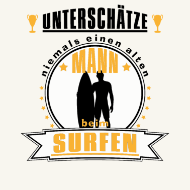 Motiv Alter Mann mit Surfbrett Geschnkidee für Opa