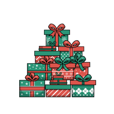 Motiv Geschenke lustige Weihnachtsgeschenke gestapelt