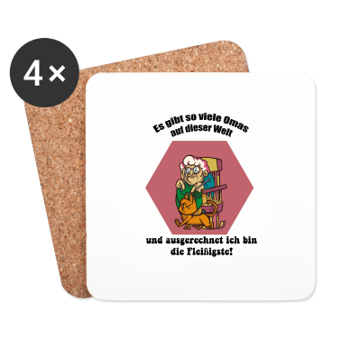 Geschenk Oma Untersetzer - Fleißigste Oma Grandma Großmutter mit Katze