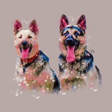 Motiv schäferhund zwillinge freunde