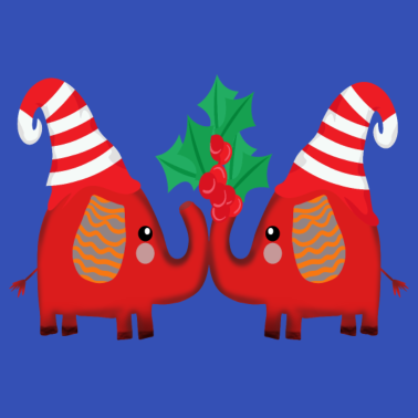 Motiv Süßes Elefanten Pärchen in Weihnachtsstimmung