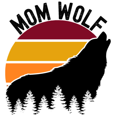 Motiv Mama Wolf heulen Wald Retro Sonnenuntergang