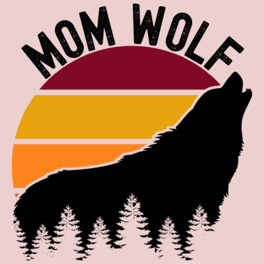 Motiv Mama Wolf heulen Wald Retro Sonnenuntergang