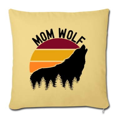 geburtstagsgeschenke mama Kissenbezug - Mama Wolf heulen Wald Retro Sonnenuntergang