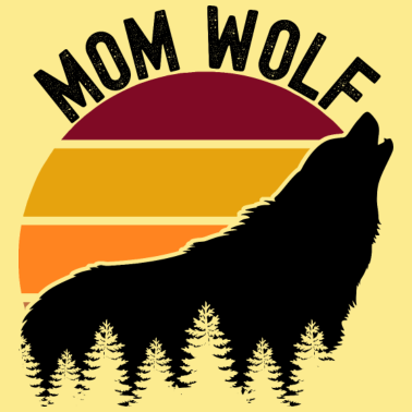 Motiv Mama Wolf heulen Wald Retro Sonnenuntergang