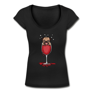Geschenk Freundin Geburtstag T-Shirt - Mops in Rotwein Glas