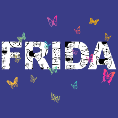 Motiv Frid a - Schöner Name mit Katzen & Schmetterlingen