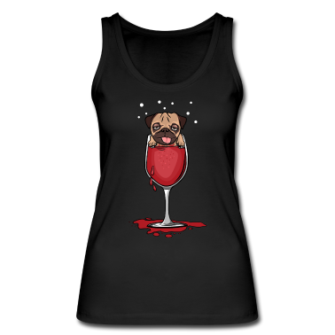 Geschenk Freundin Geburtstag Tank Top - Mops in Rotwein Glas