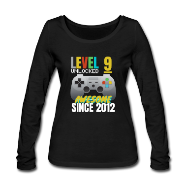 Geschenk Freundin Geburtstag Langarmshirt - Level 9 seit 2012 freigeschaltet Awesome