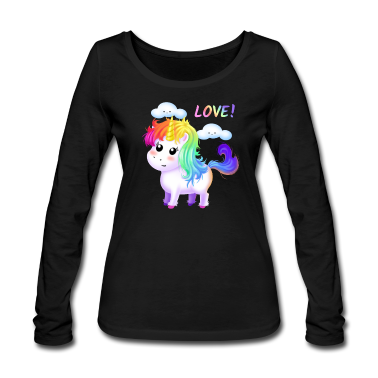 Geschenk Freundin Geburtstag Langarmshirt - Einhorn Liebe Regenbogen Wolken Freundin Geschenk