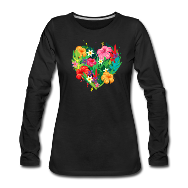 Geschenk Freundin Geburtstag Langarmshirt - Hawaii Herz tropische Blumen Freundin Geschenk