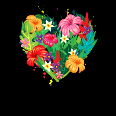 Motiv Hawaii Herz tropische Blumen Freundin Geschenk