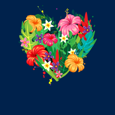 Motiv Hawaii Herz tropische Blumen Freundin Geschenk