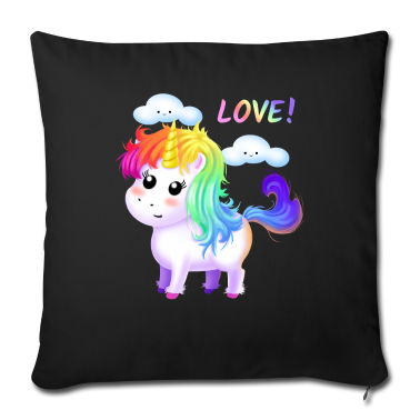 Geschenk Freundin Geburtstag Kissenbezug - Einhorn Liebe Regenbogen Wolken Freundin Geschenk