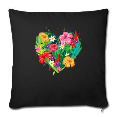 Geschenk Freundin Geburtstag Kissenbezug - Hawaii Herz tropische Blumen Freundin Geschenk