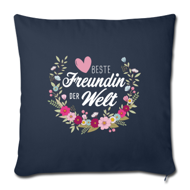 Geschenk Freundin Geburtstag Kissenbezug - Beste Freundin der Welt Blumenkranz Herz Geschenk